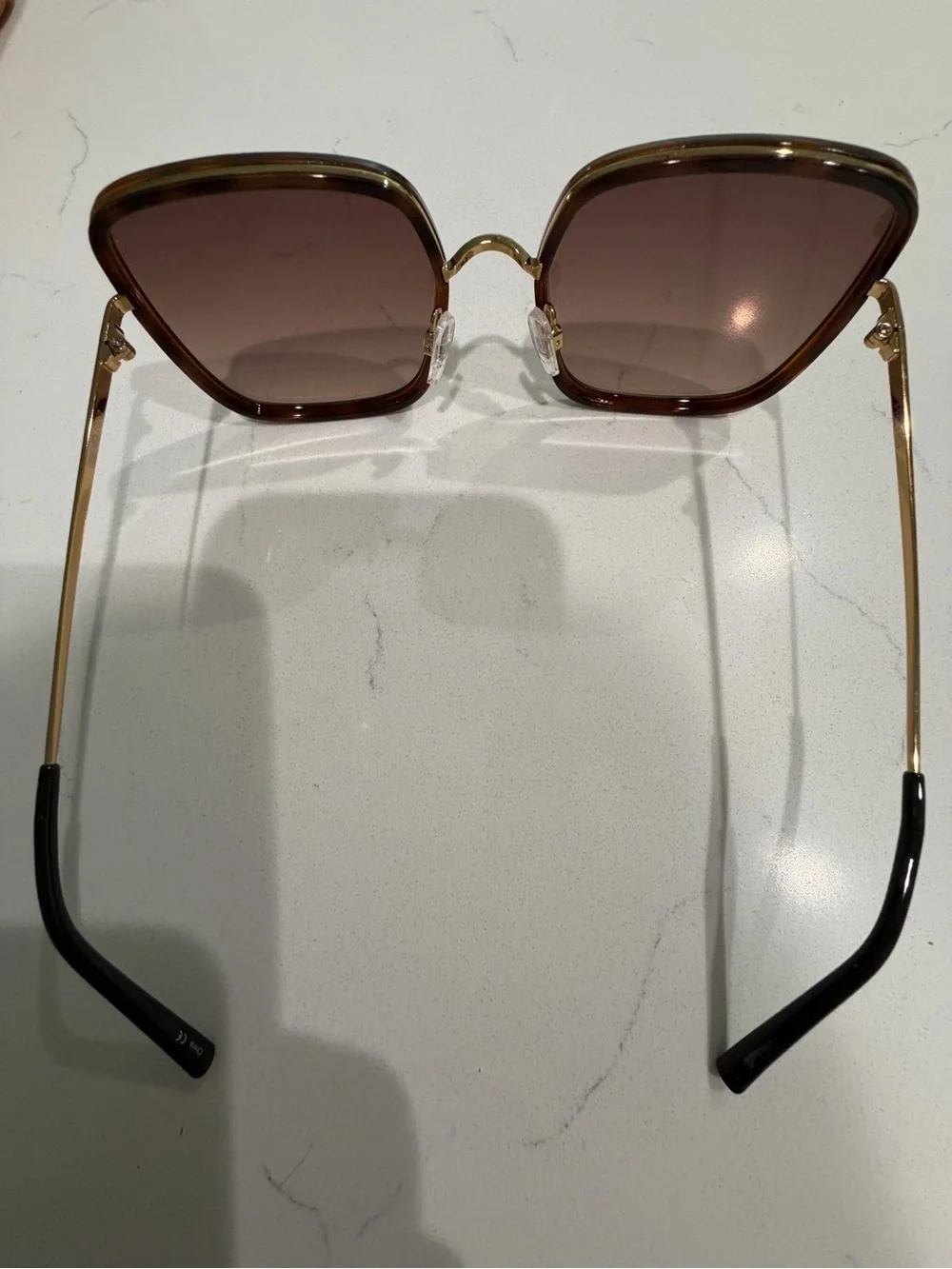 Freyrs Oversized Square Brown Gradient Women's Sunglasses with Gold Bridge